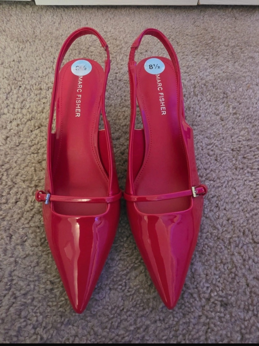 Marc Fisher Glossy Hot Pink Slingback Pointed-Toe Flats